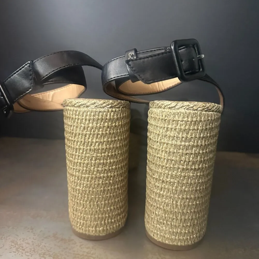 Sam Edelman Platform Heel Sandals 9.5 Festival Y2K Vacation Party Black Theresa_6